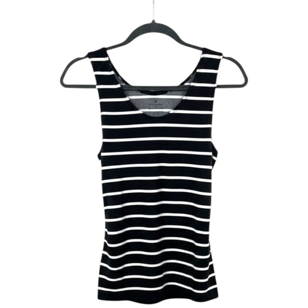 Worthington Black White Striped Tank Top Sleeveless Scoop Neck Seamless Size S M